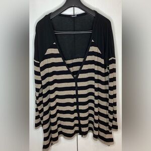 Bardot black and tan oversized button up sweater with pockets